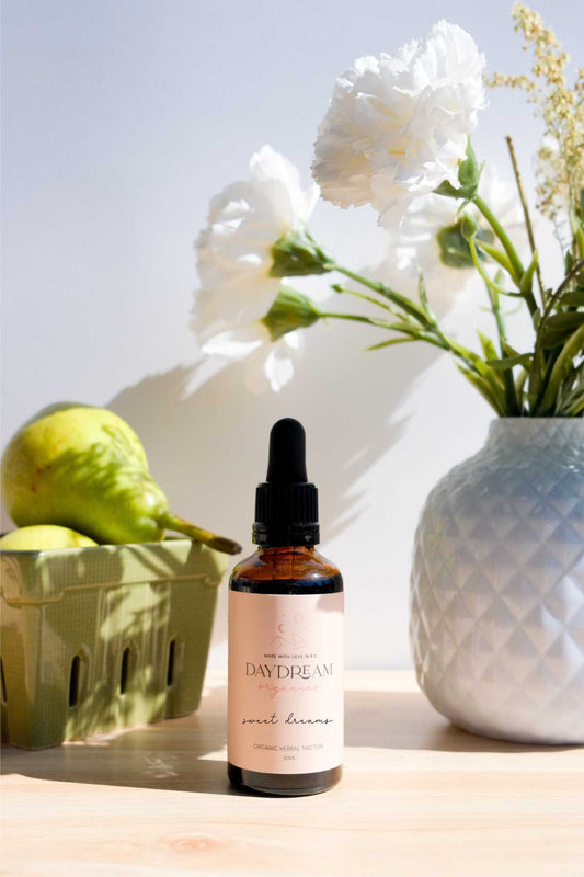 Our Sweet Dreams herbal tincture is blend of Valerian, Lemon Balm and Hops and has been formulated&nbsp;to help you drift off to sleep with ease by relieving difficulty falling asleep, nervous tension and feelings of restlessness.